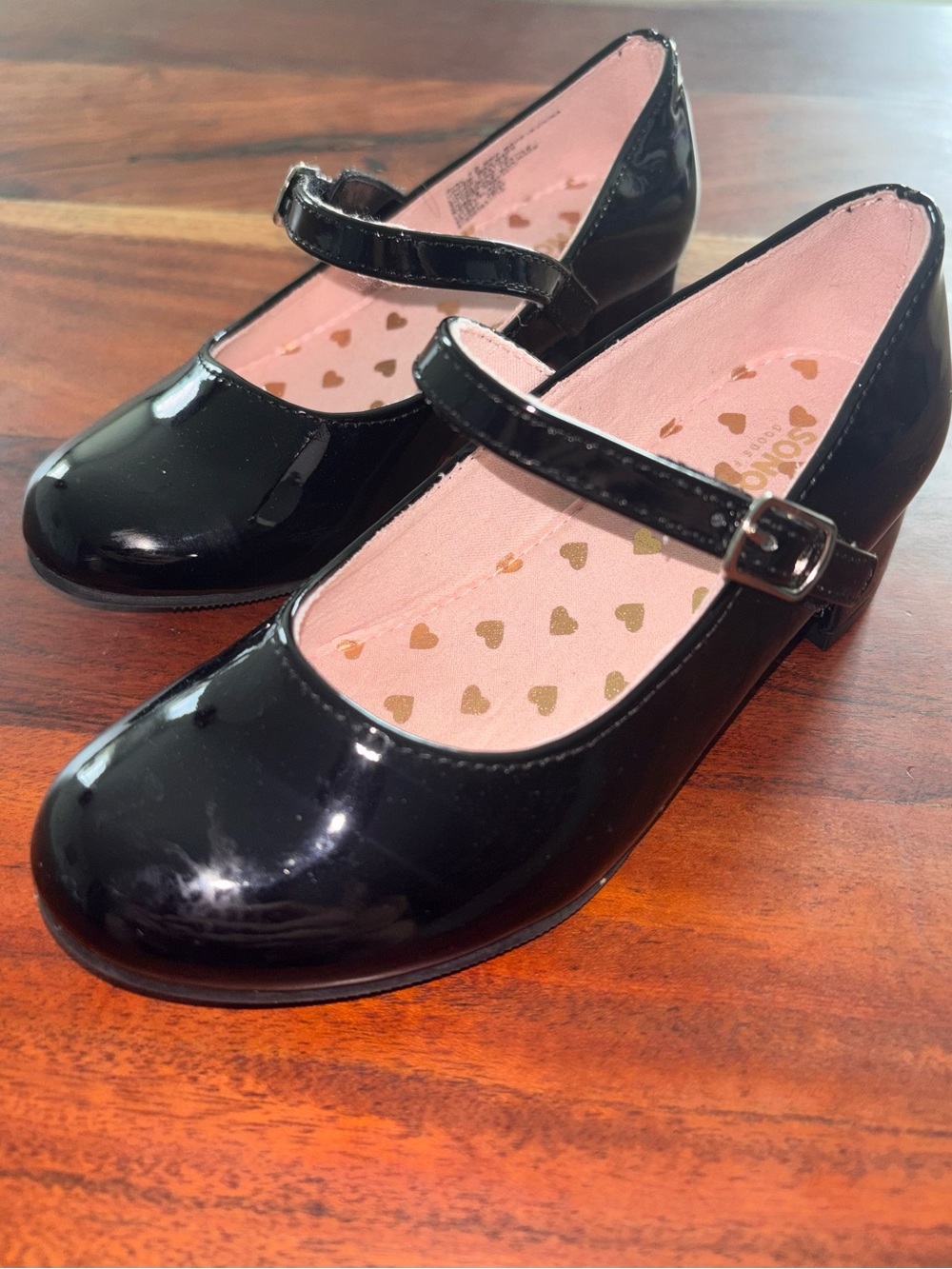 Sonoma Girls Black Patent Mary Jane Dress Shoes with Heart Insole